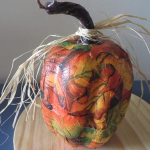 Fall Leaves Decoupage Pumpkin - Tiered Tray Decor