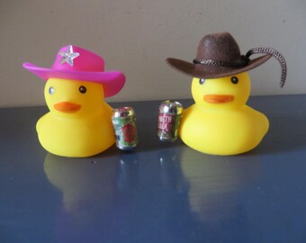 Cowboy/Cowgirl Rubber Duck with Beer: Gag Gift Party Favor