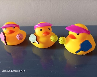 Pickleball Rubber Ducky  (2 1/2") with Paddle and Visor - Visor now available in many colors!