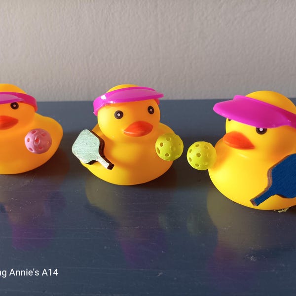 Pickleball Rubber Ducky  (2 1/2") with Paddle and Visor - Visor now available in many colors!