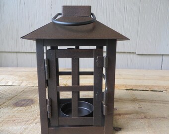 Rustic Finish Square Mini Lantern table decoration - wedding lanterns, lantern centerpiece, mini lanterns