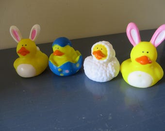 Easter Rubber Duckies: Bunny, Chick, Lamb - Set of 4