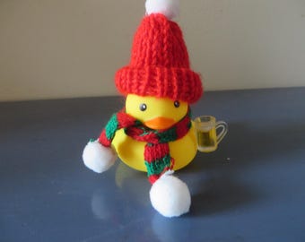Beer Chugging Rubber Duck with Hat and Scarf: Gag Gift (Set of 2)
