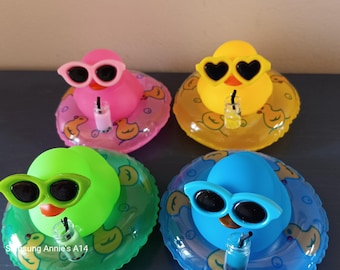 Floating Rubber Ducky with Drink & Sunglasses: Party Favor
