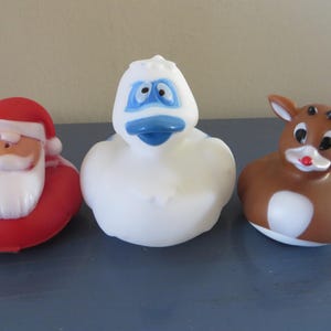 Christmas Rubber Ducks: Santa, Snowman, Reindeer - Set of 3