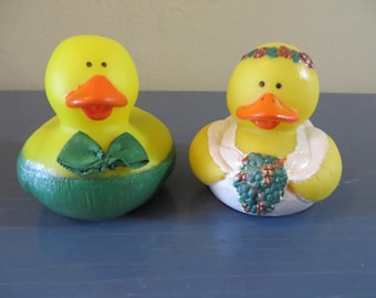Boho Wedding Rubber Duckies: Custom Painted Bride & Groom Gift