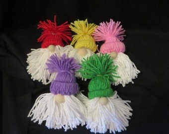 Yarn Ornament Gnomes - handmade custom gnomes - ornaments, custom color gnomes