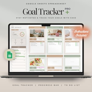 Spreadsheet voor doeltracking: doel- en voortgangsplanner, productiviteits- en succestracker, sjabloon voor persoonlijke planning voor Google Spreadsheets