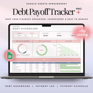 Debt Payoff Tracker Debt Snowball Avalanche Calculator for Google Sheets | Debt Free Planner Loan Tracker Credit Card Payoff Custom Chart