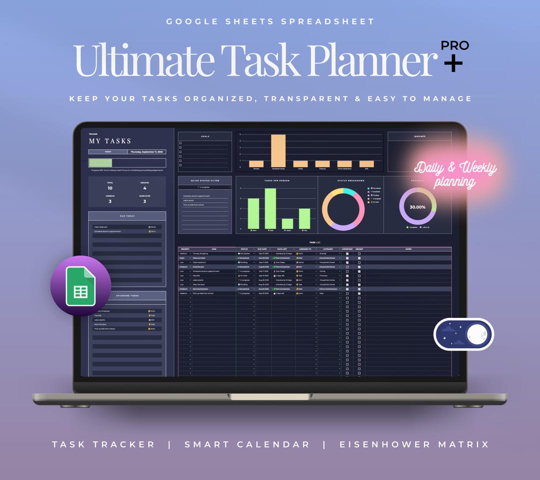 Task Tracker Spreadsheet Google Sheets Excel to Do List Template Task ...