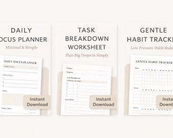 Gentle Habit Tracker Printable | Minimal Habit Builder | Low-Pressure Productivity PDF