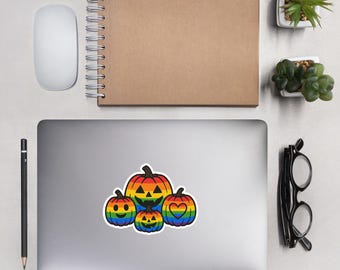 LGBTQ+ Halloween Bubble-free stickers Rainbow Pumpkins