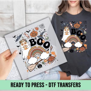 Boo Halloween DTF, Cute ghost Heat Press, Holiday DTF Transfer, Halloween Boo Ghost Ready to Press, Cold Peel DTF Print