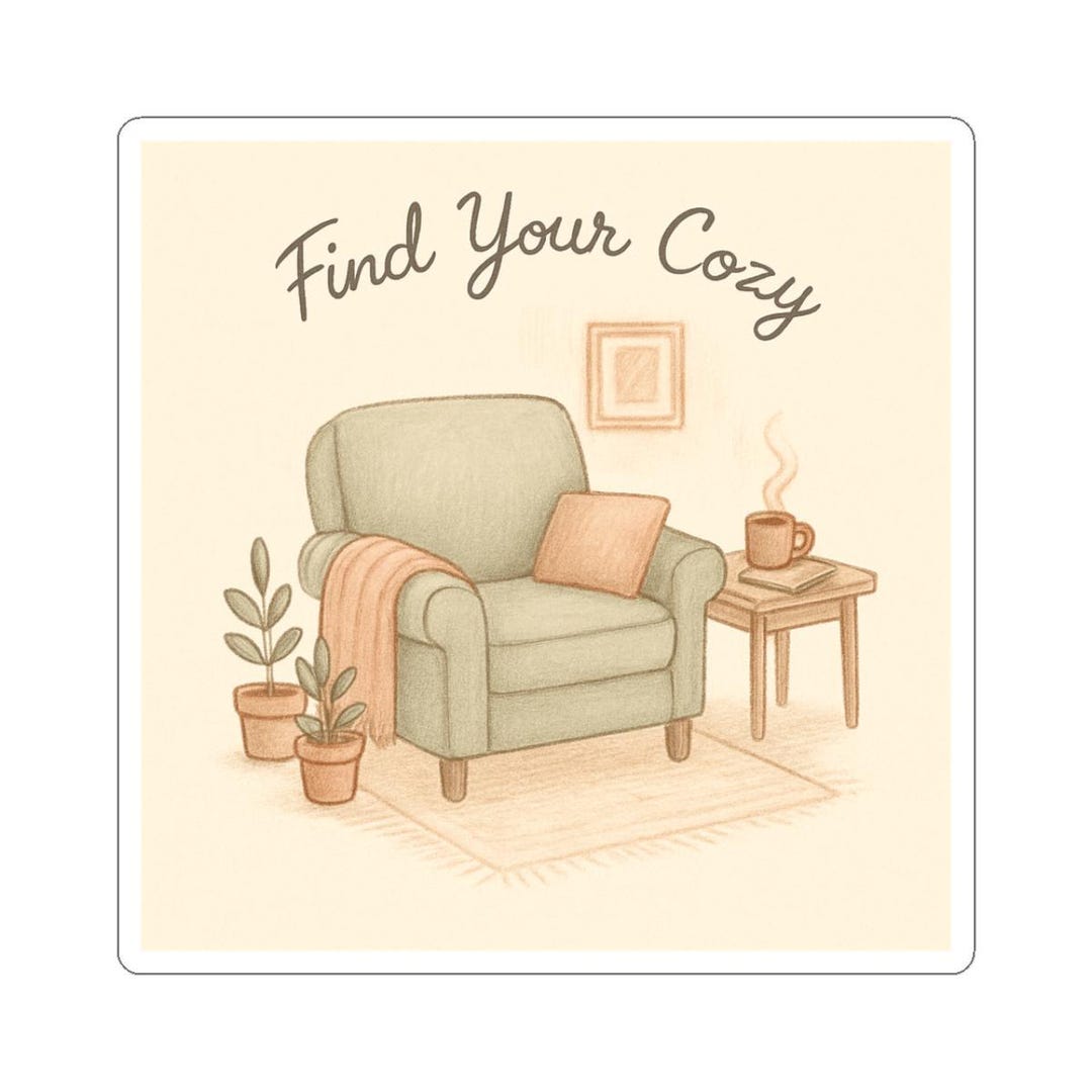 Find Your Cozy Sticker - Hygge Aesthetic Decal, Kiss-cut Cozy Corner ...