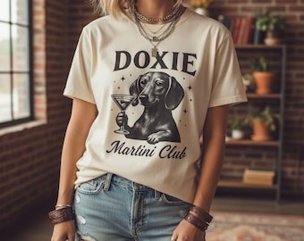 Dachshund Martini Club Shirt: Comfort Colors Dog Mom Tee