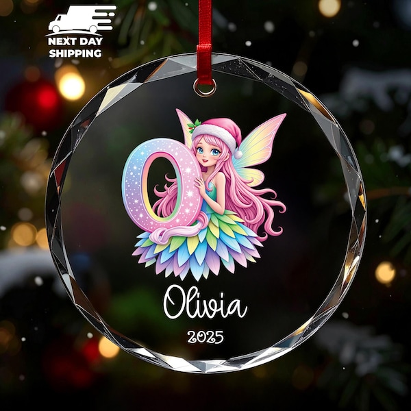 Custom Fairy Alphabet Ornament, Personalized Christmas Name Ornament Gifts, Holiday Gift For Her, Girly Ornament, Cute Fairy Ornament