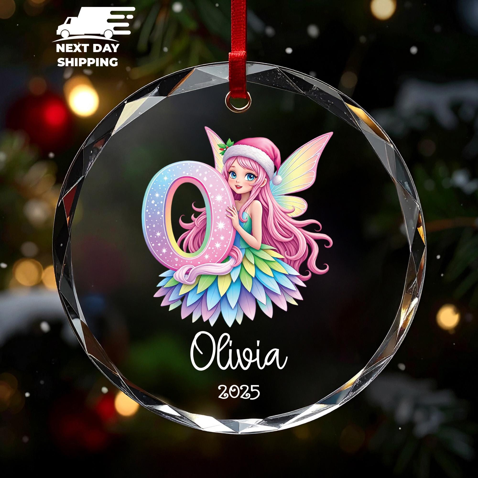 Custom Fairy Alphabet Ornament, Personalized Christmas Name Ornament Gifts, Holiday Gift For Her, Girly Ornament, Cute Fairy Ornament