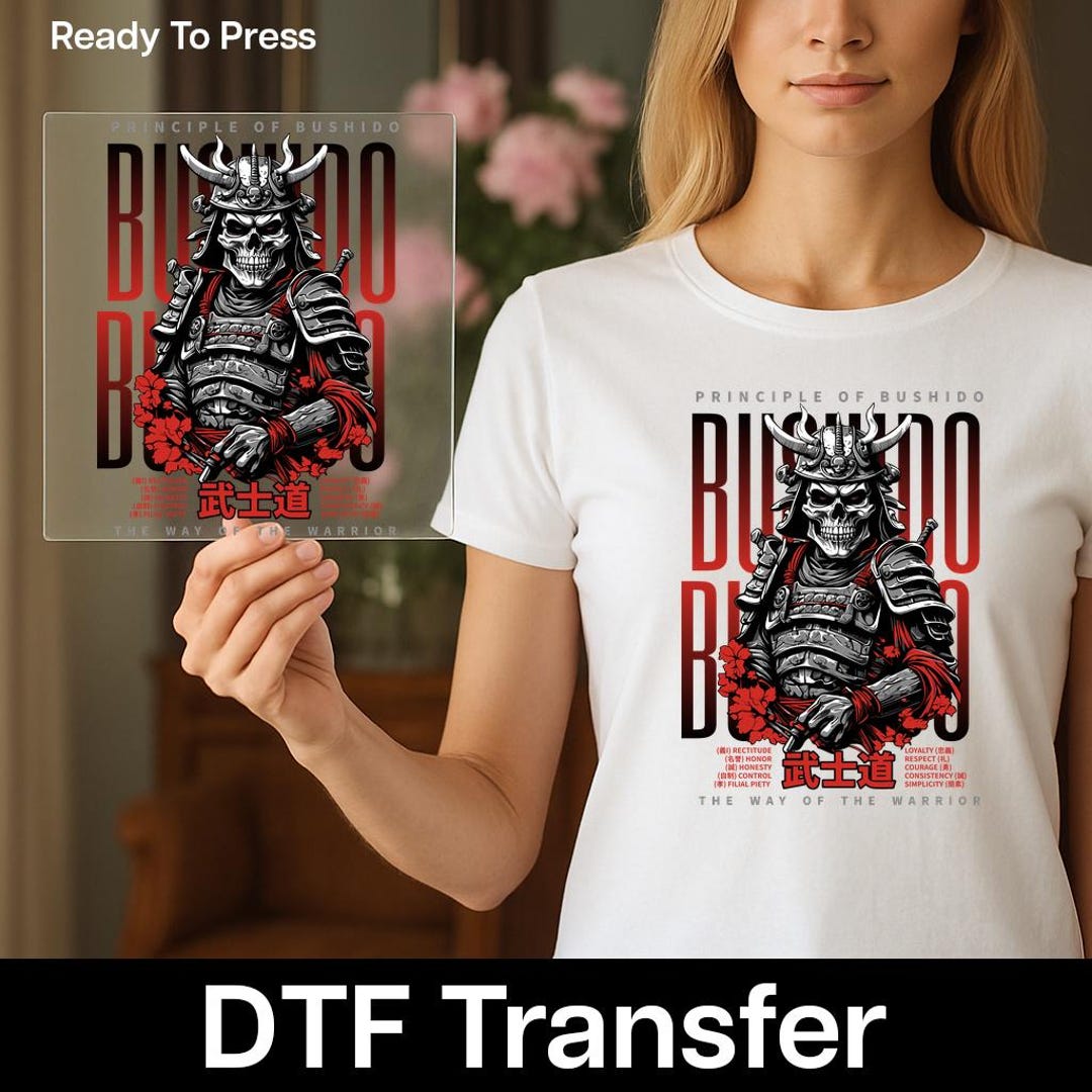 Bushido Samurai Gothic DTF Transfer for Halloween Apparel, Martial Arts ...