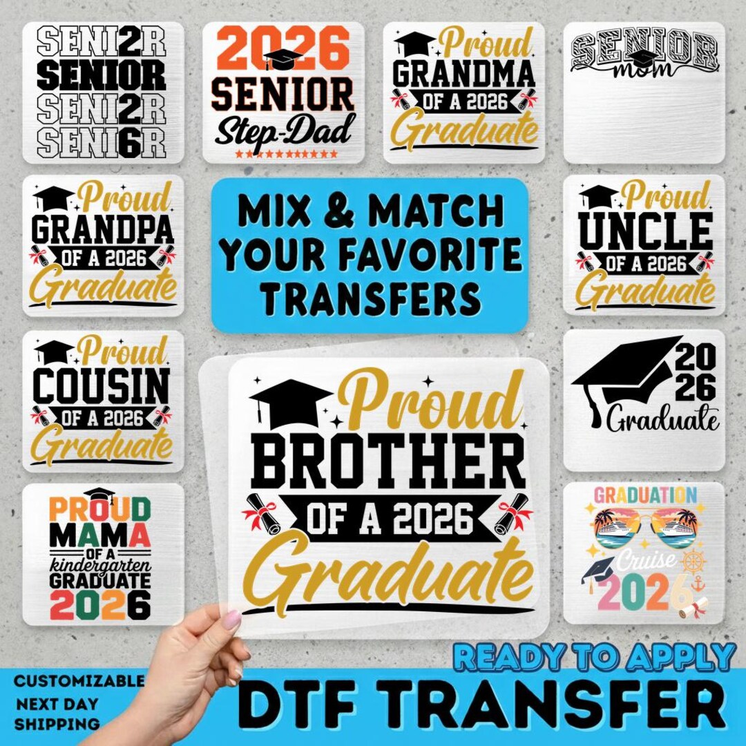 Graduate Transfer Graduate DTF Transfer Class of 2026, Proud Family Graduation Heat ...