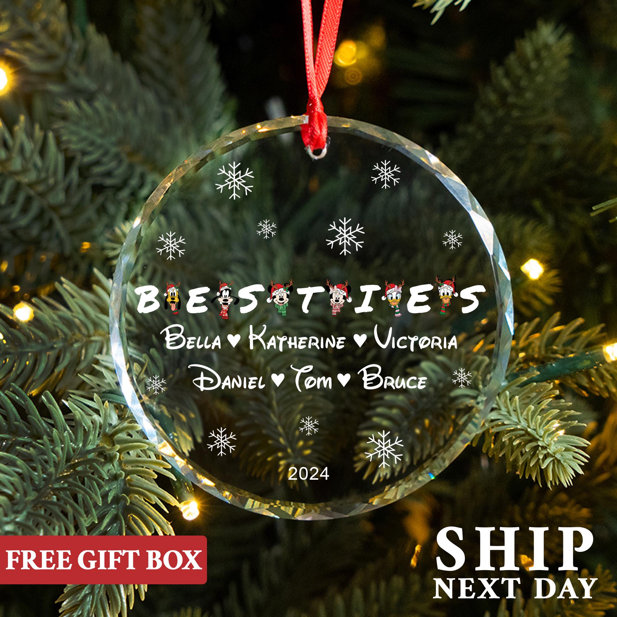 Besties Friends Name Ornament, Custom Disney Friendship Ornament, Personalized Best Friend Keepsake, 2025 Christmas Ornament, Custom Gifts
