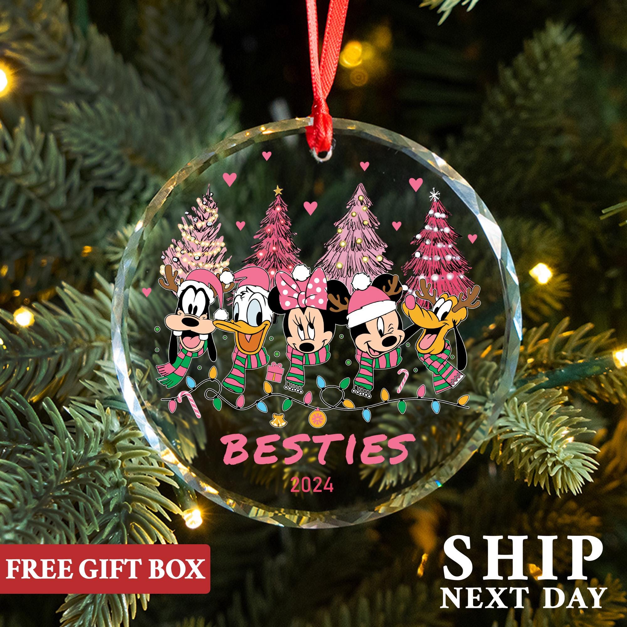 Cute Besties Ornament, Personalized Friends Ornament, 2025 Christmas Ornament, Disney Christmas Gift, Disney Lover Best Friend Ornament