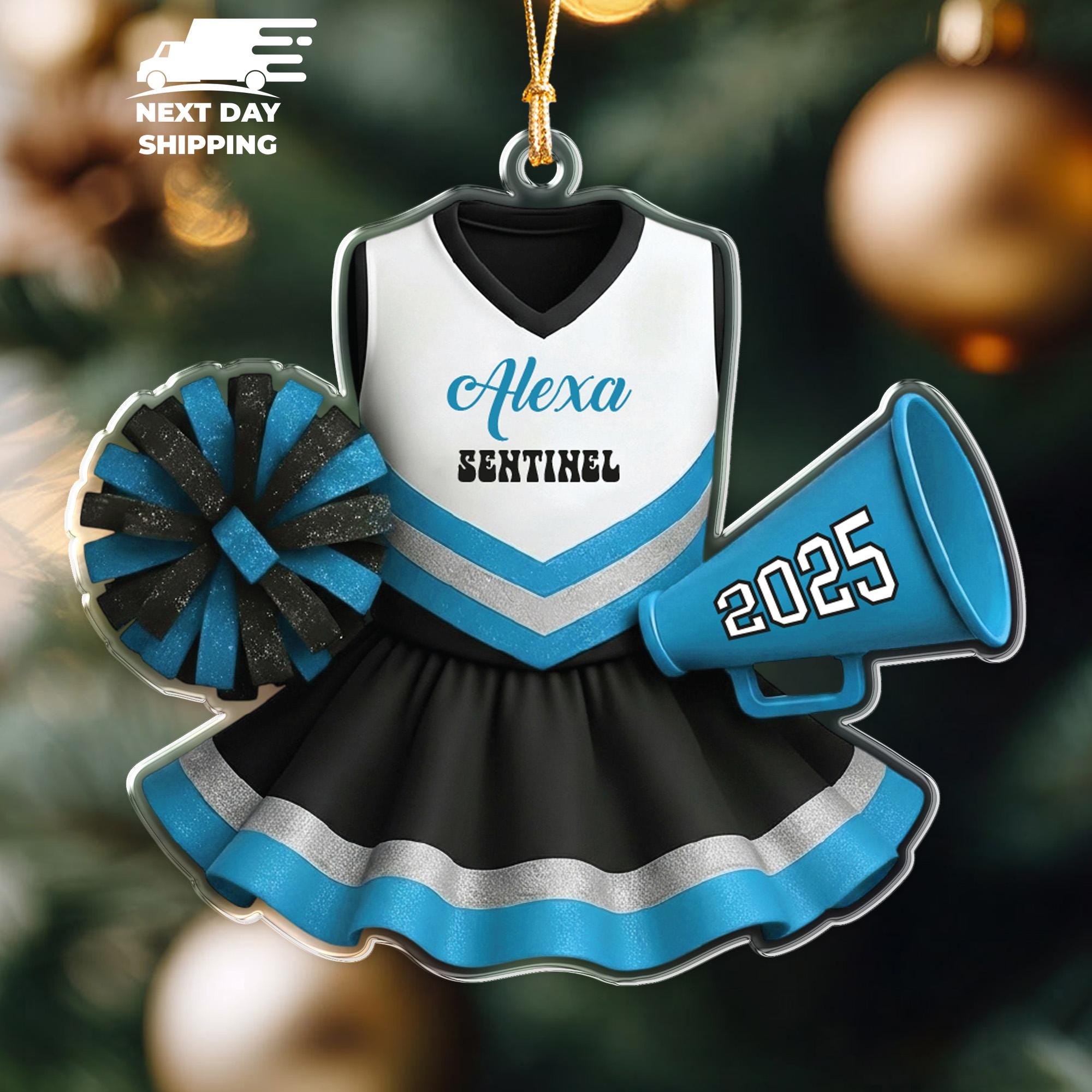 Custom Cheerleader Cut Out Ornament For Holiday, Personalized Cheerleading Ornament, Cheering Team Ornament, Bulk Christmas Gifts