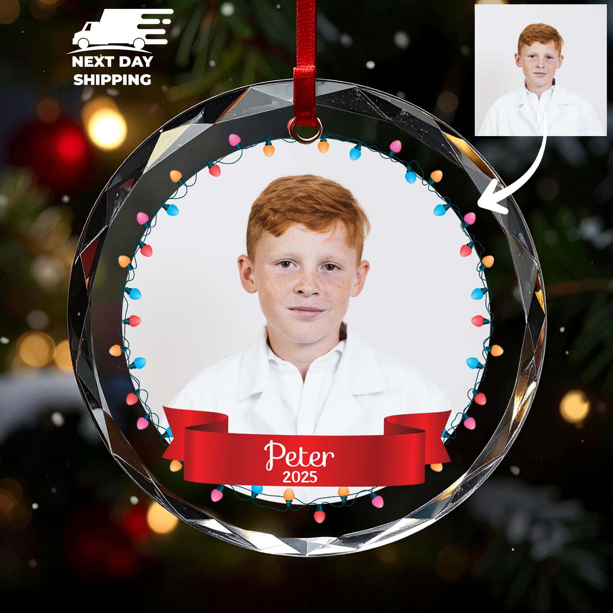 Christmas Personalized Kid Photo Ornament, Custom Holiday Gift For Son, Picture Ornament, Xmas Gift For Toddler, Dad and Son Ornament