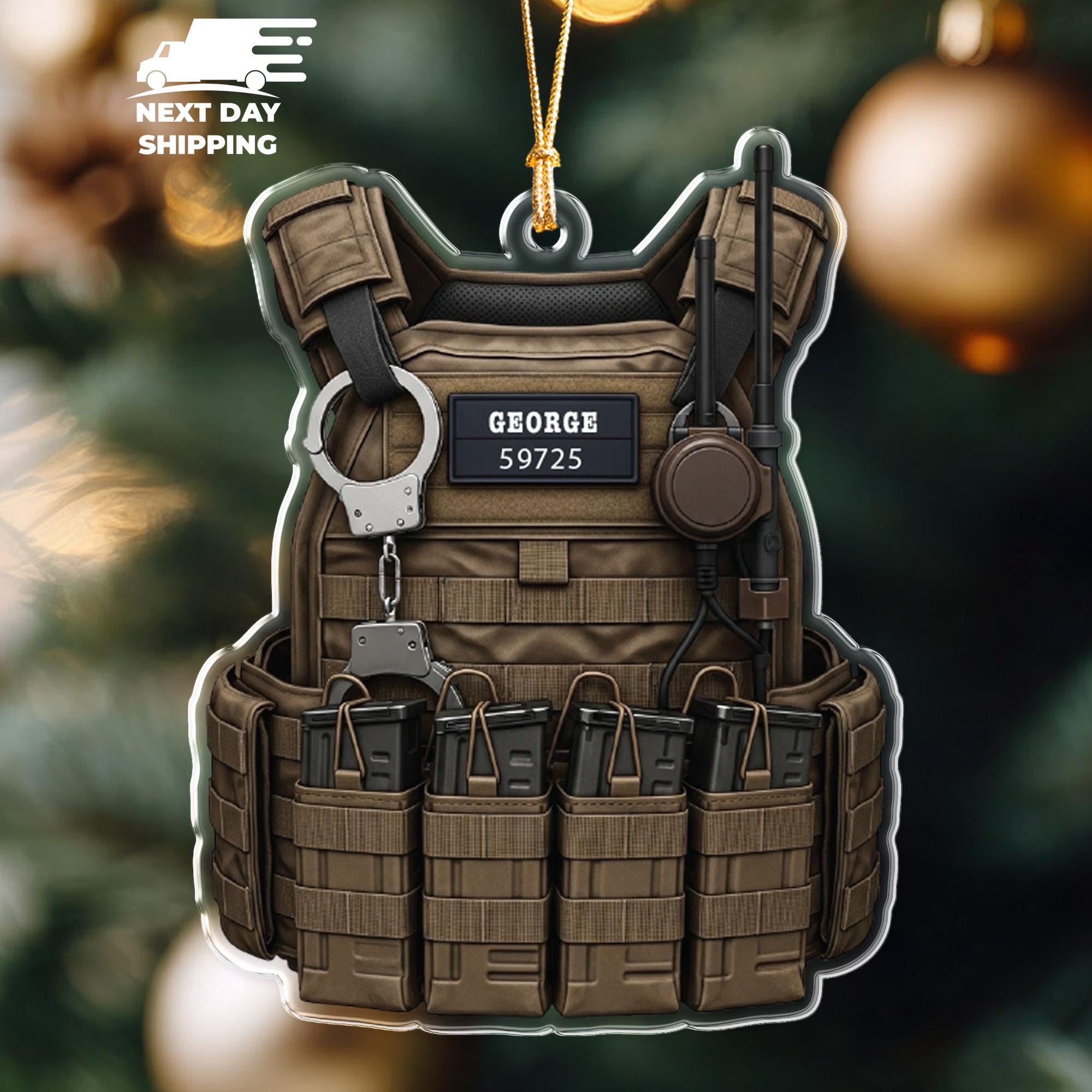 Christmas Personalized Police Cut Out Ornament, Holiday Policemen Ornament Gift, Gift For Coworker, Police Officer Ornament, Swat Ornament