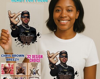 Chris Brown Breezy Bowl DTF Transfer, Ready to Press Heat Transfers, Hip-Hop R and B Iron-On Decals for Shirts & Apparel, Urban Style DTF