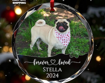 Forever Loved Pet Ornament, Custom Pet Photo Ornament, Pet Loss Tribute, Gift For Pet Owner, Pet Memorial Christmas Keepsake, Christmas Gift