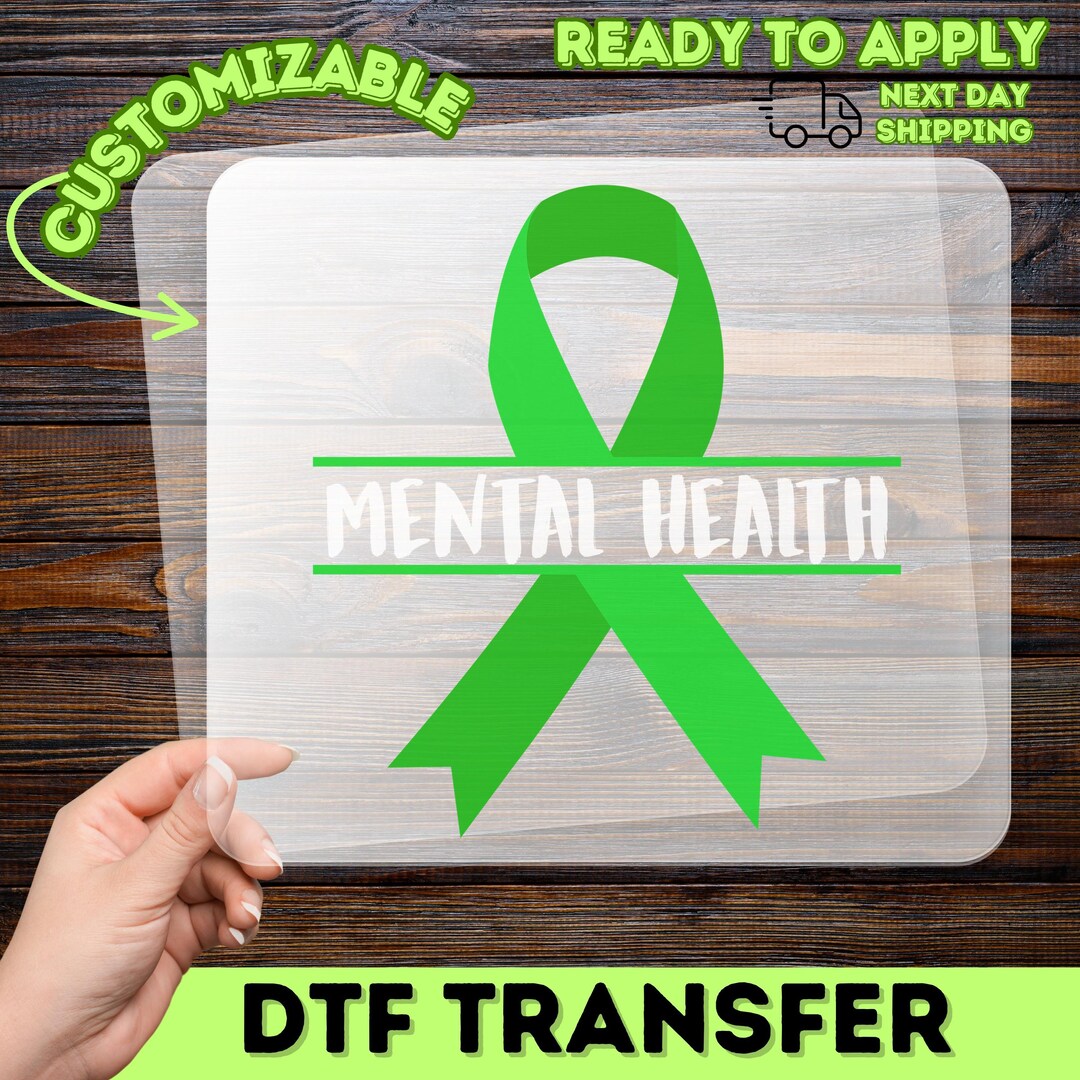 Mental Health Awareness Green Ribbon Iron-on Decal, Support Advocacy ...