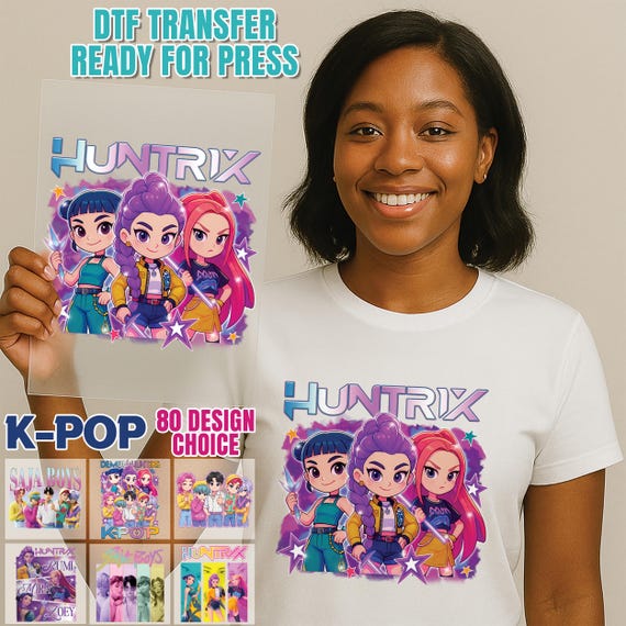 Kpop Demon Hunters DTF Transfer, SAJA Boys Print Transfers, Cute Anime K-Pop Iron On Vinyl Decals, Ready to Press Heat Transfers for Textile