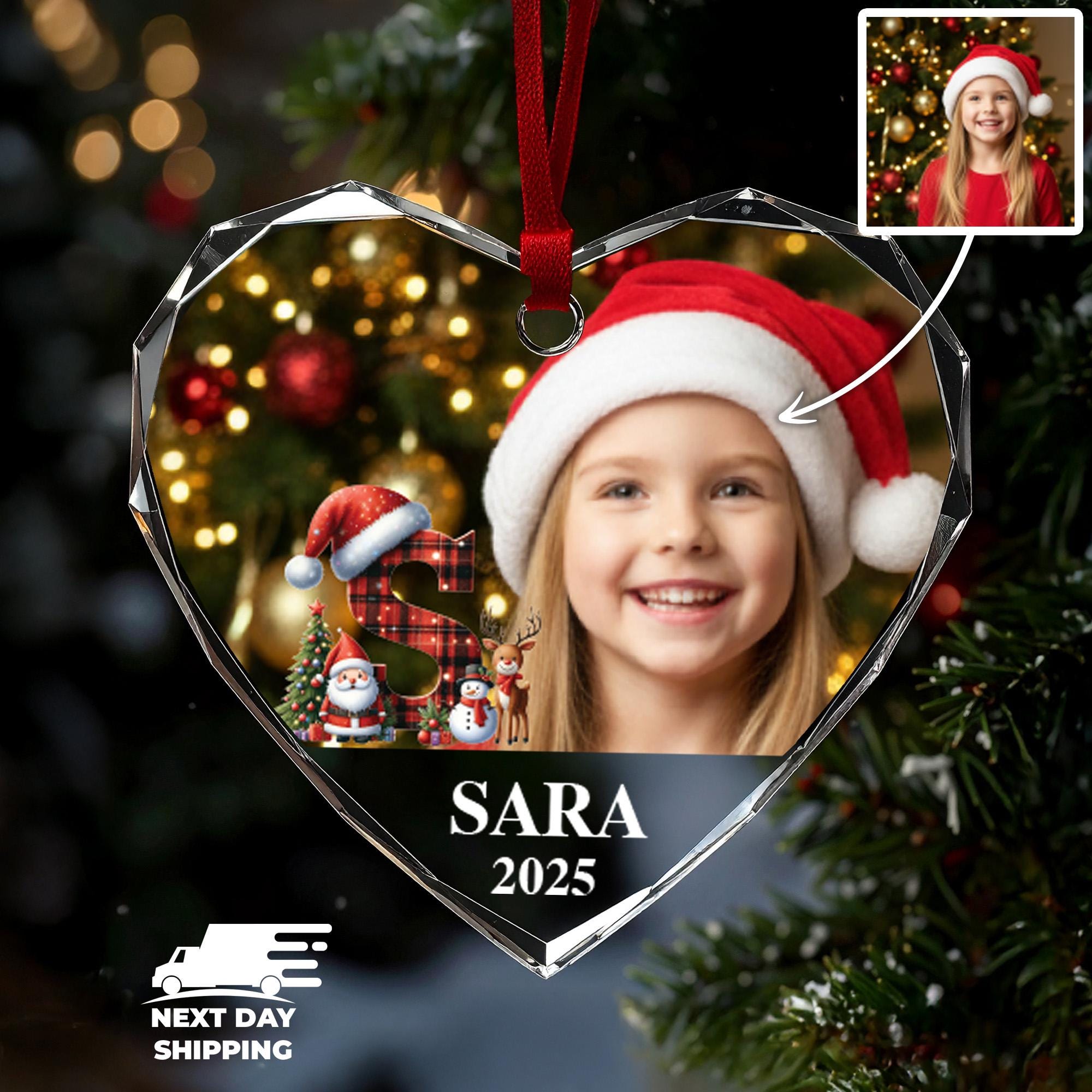 Family Kids Friends Photo and Name Ornament, Custom Christmas Keepsake, Personalized Christmas Tree Decoration, Hanging Tree Ornament