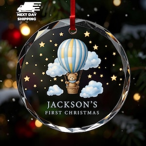 Personalized Christmas Ornament for Baby, Babies First Christmas Ornament, Custom Nursery Ornament, Kids Name Keepsake, Cute Bear Ornament