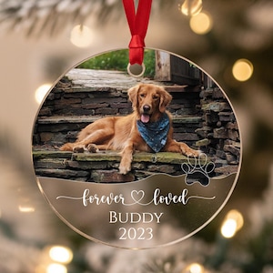 Forever Loved Pet Ornament, Custom Pet Photo Ornament, Pet Loss Tribute, Gift For Pet Owner, Pet Memorial Christmas Keepsake, Christmas Gift imagem 7