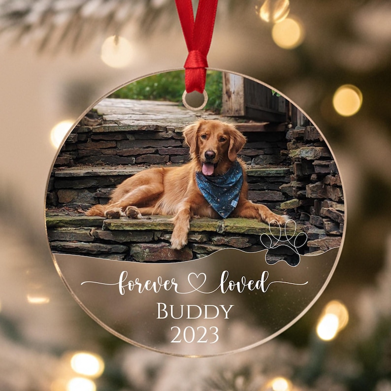 Forever Loved Pet Ornament, Custom Pet Photo Ornament, Pet Loss Tribute, Gift For Pet Owner, Pet Memorial Christmas Keepsake, Christmas Gift imagem 7