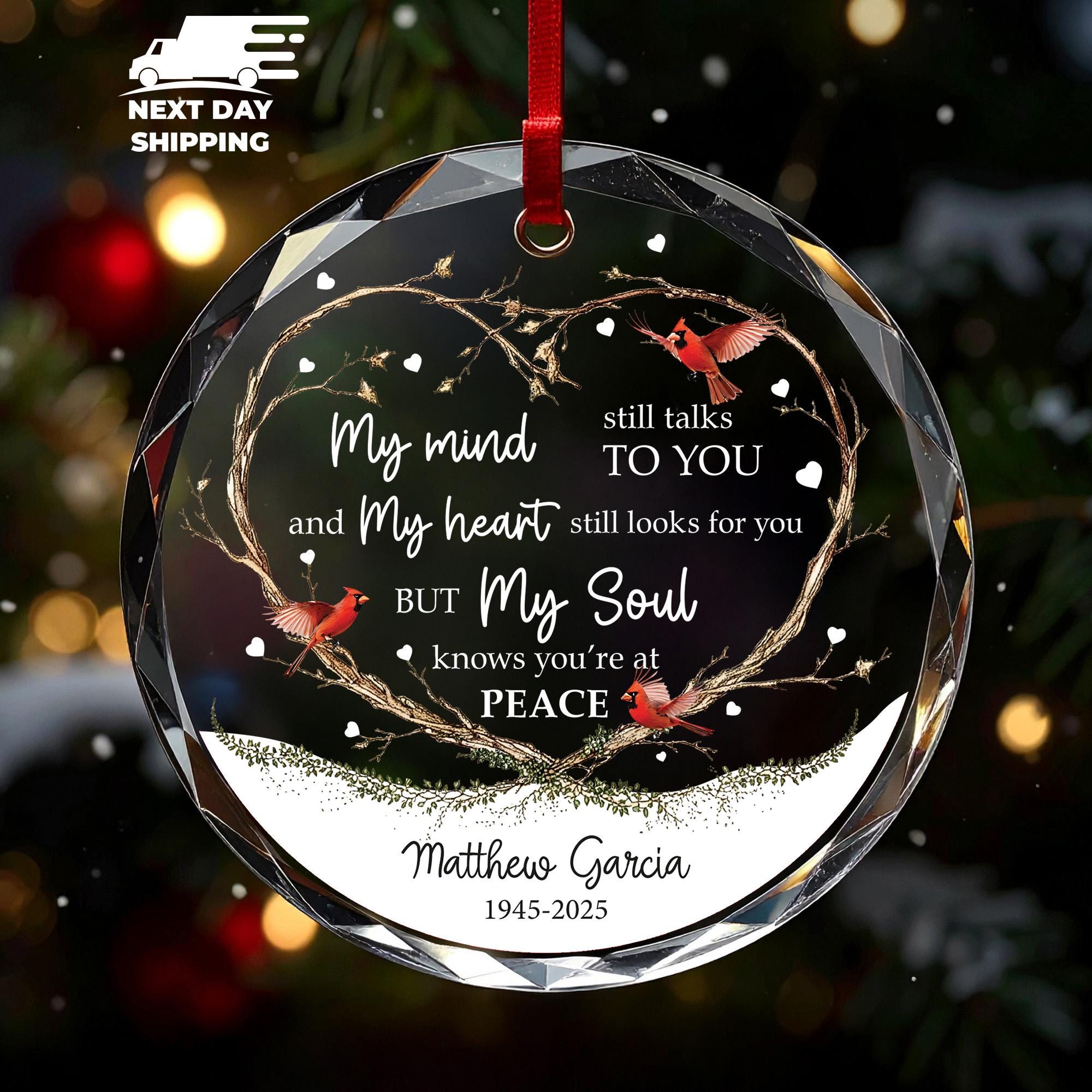Family Memorial Ornament, Christmas Gift Ornament, Memorial Message Ornament, Holiday Ornament, Family Keepsake, Cardinal Bird Ornament