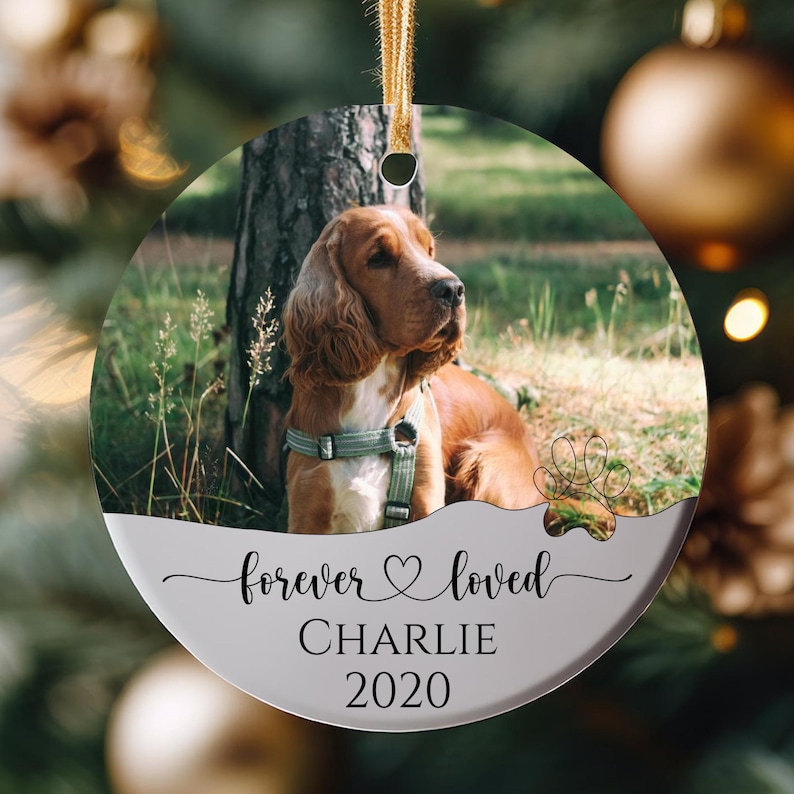 Forever Loved Pet Ornament, Custom Pet Photo Ornament, Pet Loss Tribute, Gift For Pet Owner, Pet Memorial Christmas Keepsake, Christmas Gift imagem 8