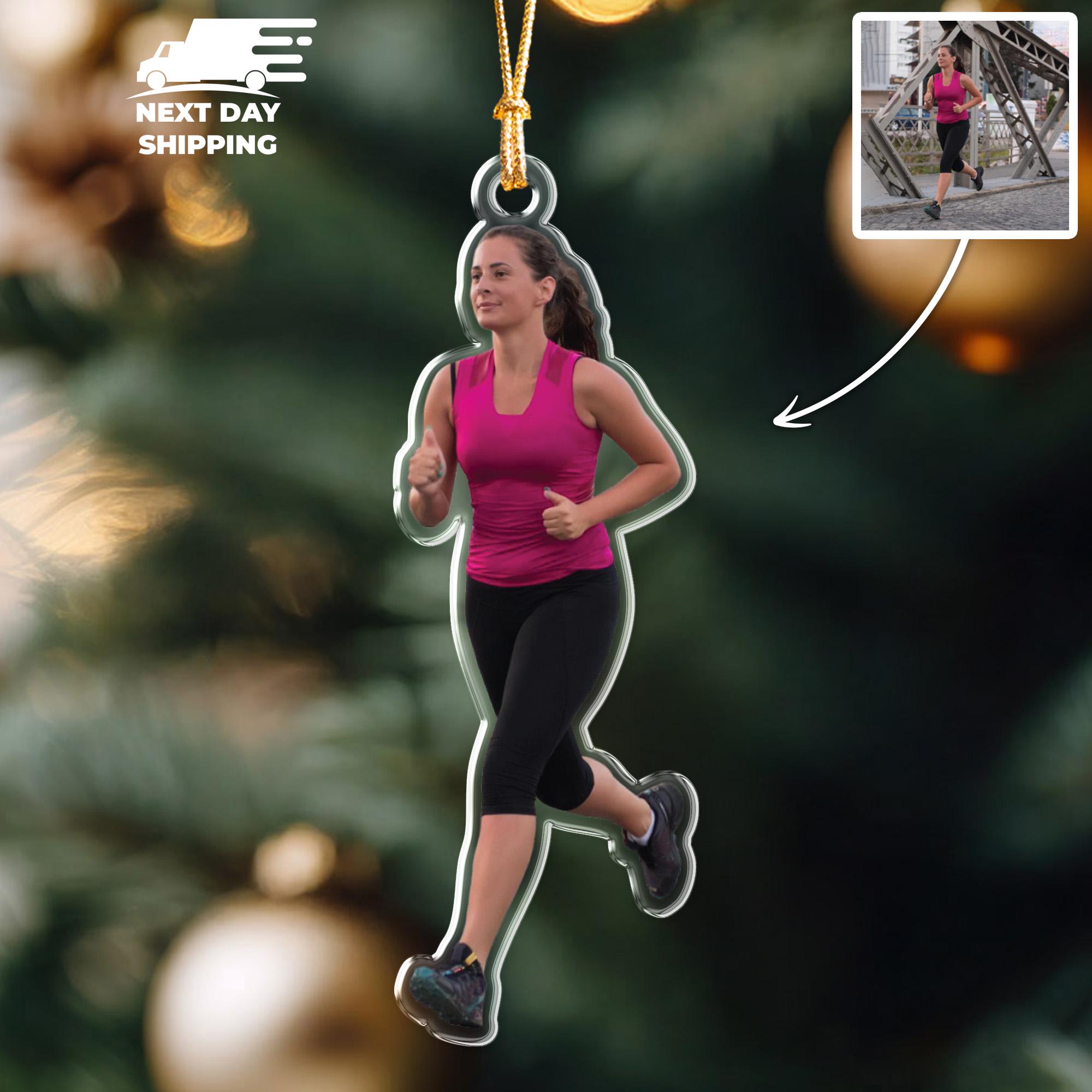 Custom Photo Cutout Ornament, Personalized Acrylic Runner Ornament, Fitness Gift for Christmas, Jogger Keepsake, Custom Picture Ornament