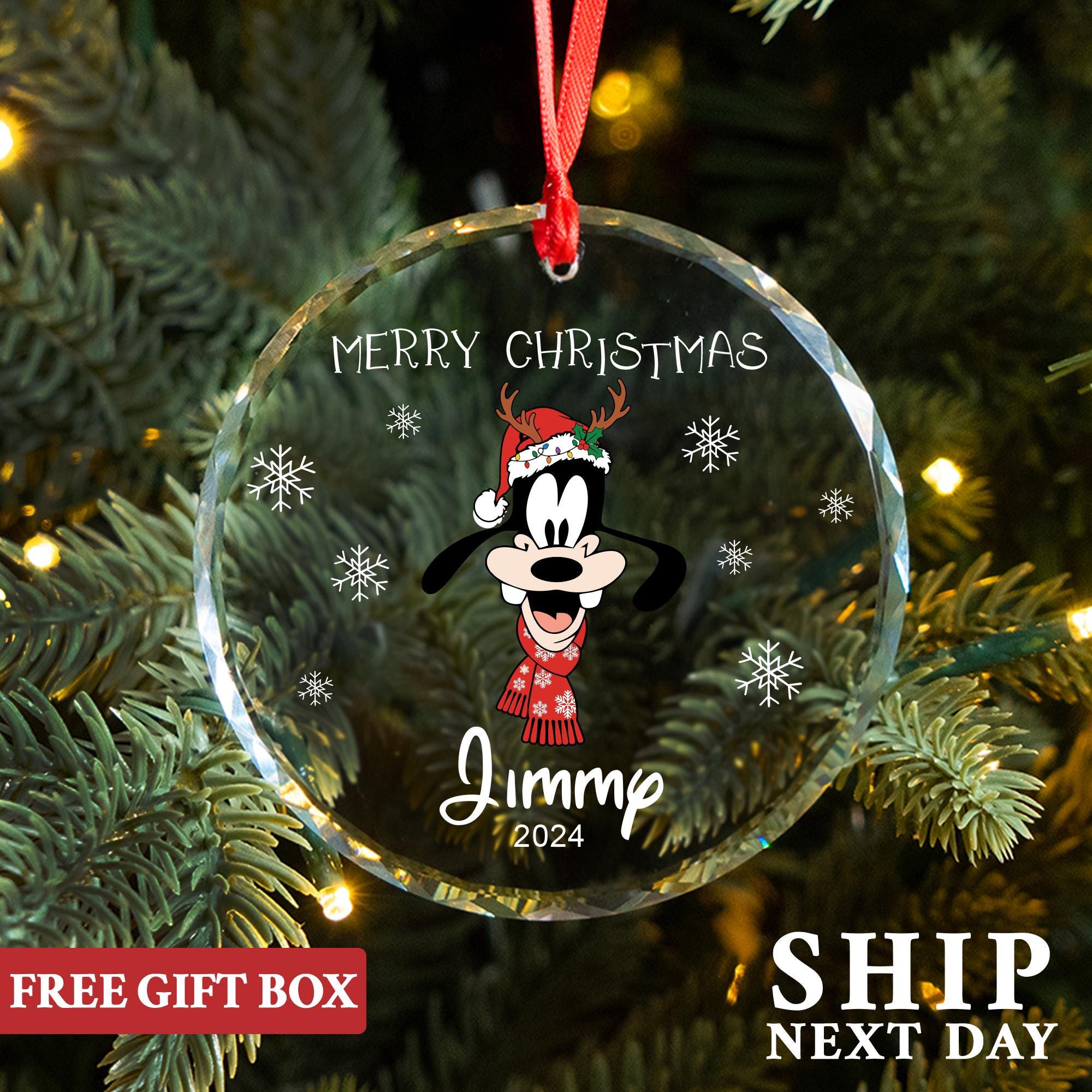 Name Disney Goofy Ornament, Personalized Merry Christmas Ornament, Goofy Holiday Gift, Disney Stocking Gift, Adult Disney Lover Ornament