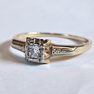 Vintage 1940s Natural Diamond Ring 14k