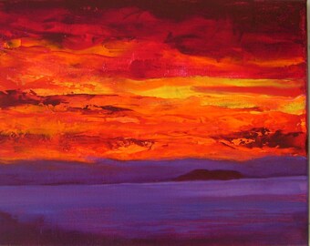 Burning desire 16x20  Acrylic abstract landscape painting on canvas