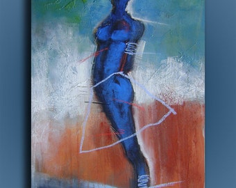 Elevation-Acrylic abstract figurative painting on canvas