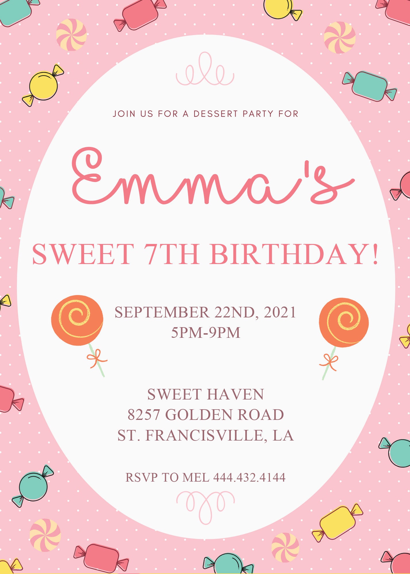 SWEET DESSERT Birthday Invitation Digital Invitation GIRL | Etsy