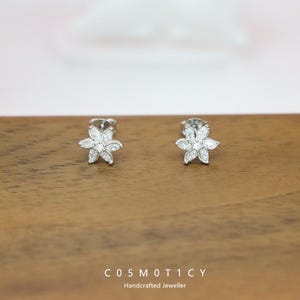 S925 Sterling Silver Floral Earrings - Delicate Flower Studs, Minimalist Dainty Everyday Jewelry for Women