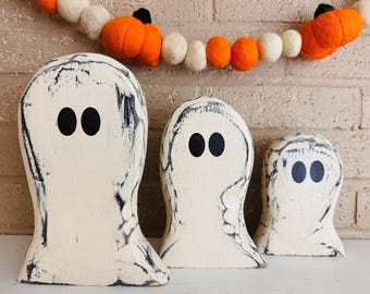 Fantasmas de madera hechos a mano / Pequeños, medianos o grandes / Crea tu propio equipo de Boo