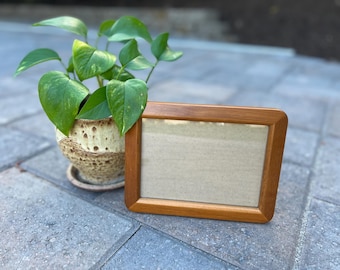 Vintage Teak Wood Picture Frame 5x7 | Danish Modern MCM Style | Rounded Corner Desk Frame | Scandinavian Home Decor