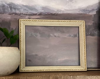 Vintage-Style Ornate Gold & Cream Picture Frame — 11×14 in — Glass Insert Included — Etched Scroll Detail — Classic Photo Frame