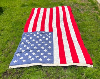 Large Vintage American Flag | Valley Forge Flag Co. | Cotton Sewn Stripes | 5 Ft x 9 Ft 6 In