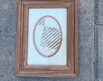 Vintage Flying Geese Quilt Block Art | Walnut Frame, Folk Textile Decor